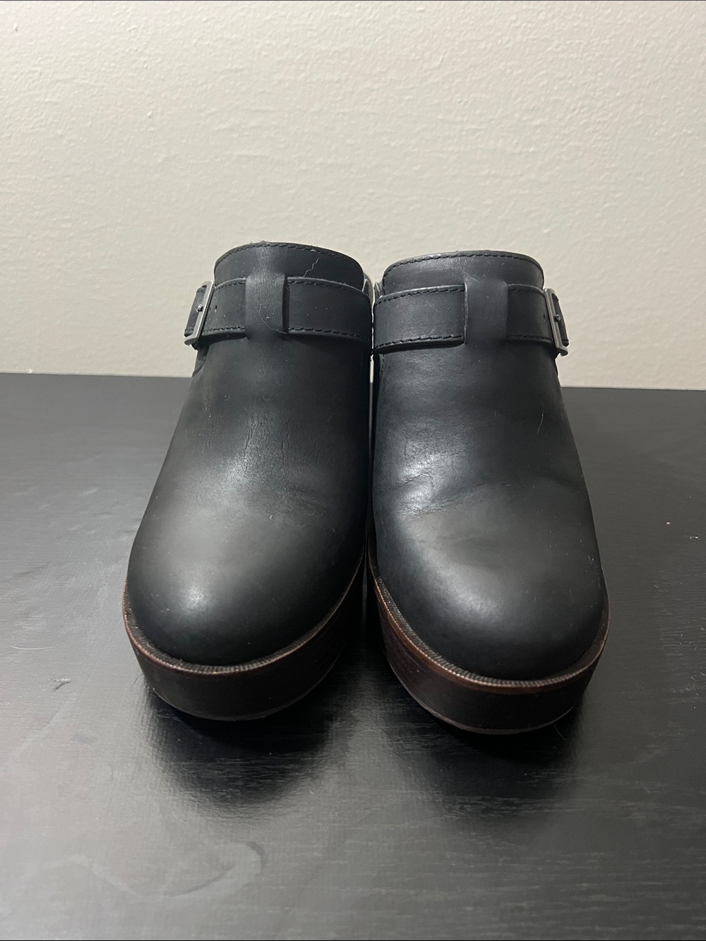 Lucky Brand Black Leather Clog Mules